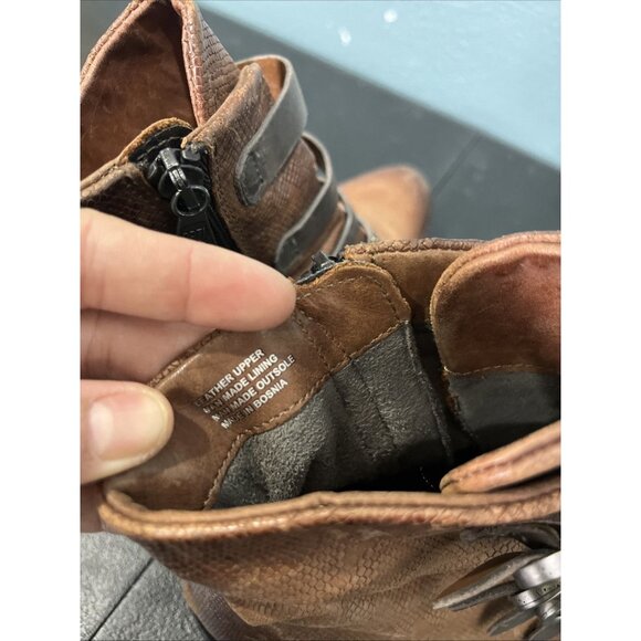 MIZ MOOZ Boots Womens 41 Brown Fawn Leather Buckle Steampunk Victorian Western - Picture 6 of 8